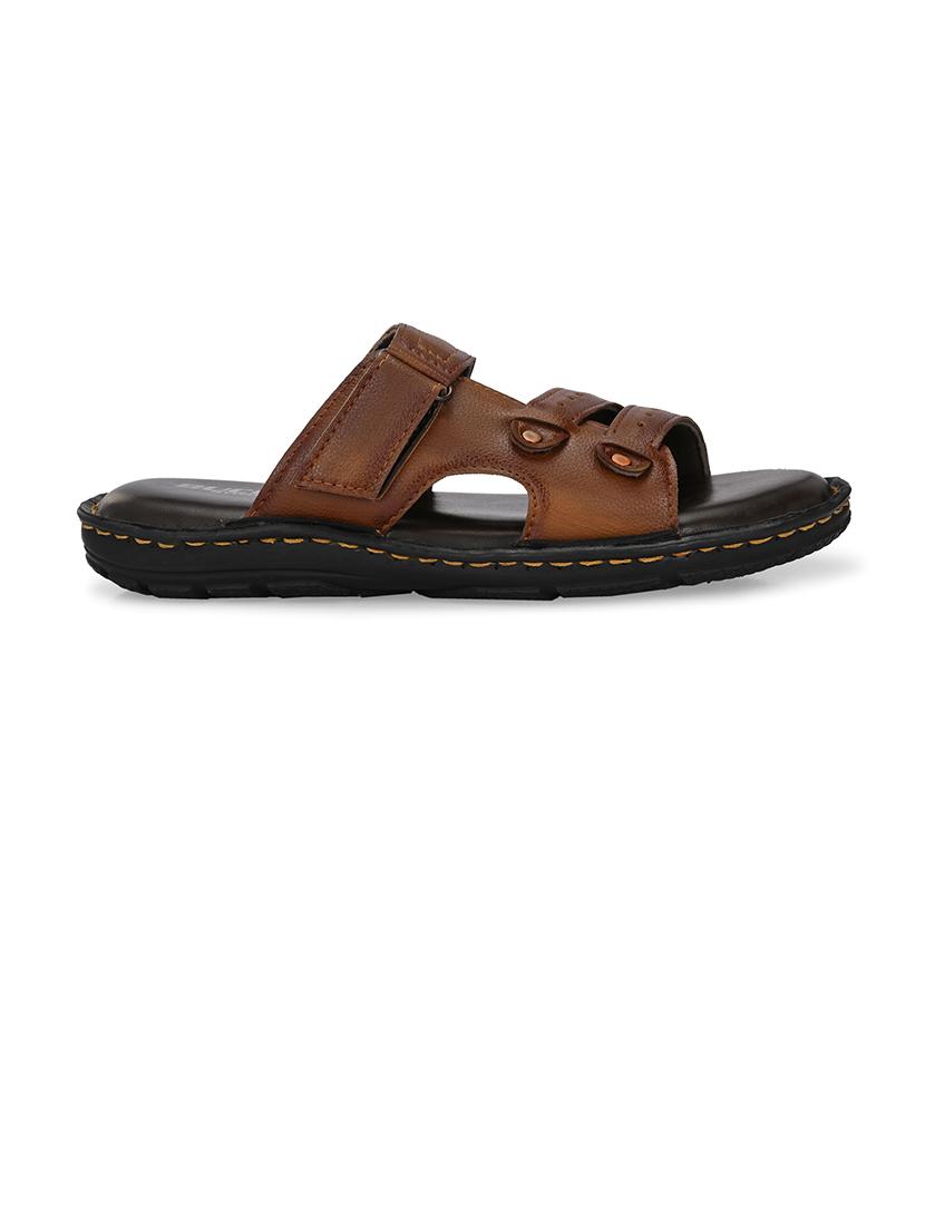 men brown slip on sandal - 21500676 - Standard Image - 2