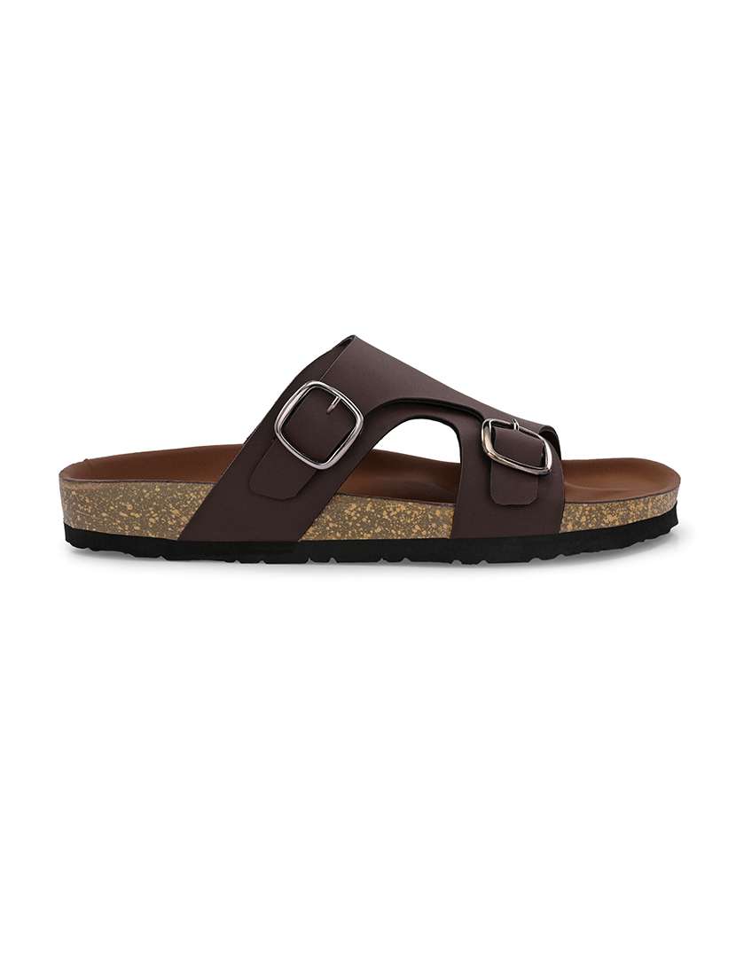 men brown slip on sandal - 21500679 -  Standard Image - 2