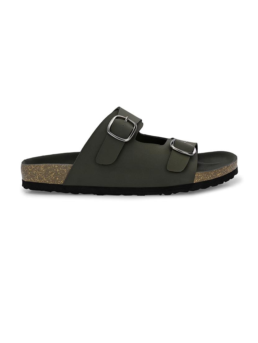 men olive slip on sandal - 21500681 - Standard Image - 2