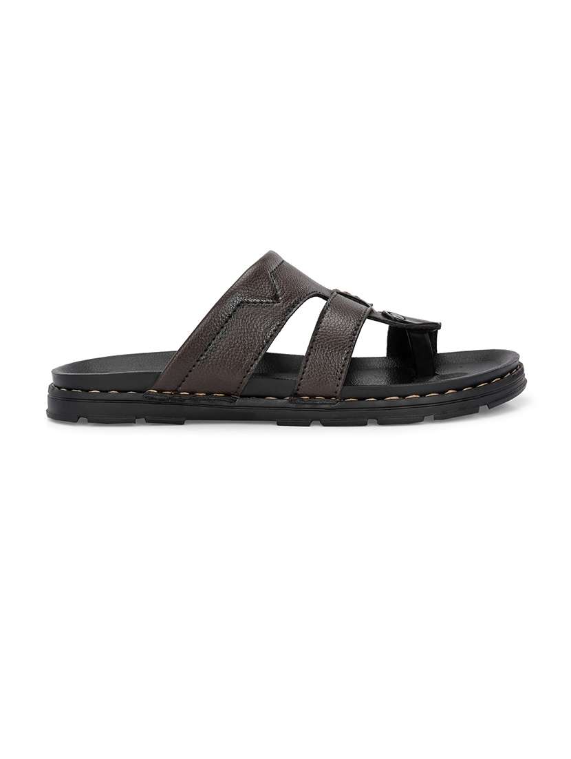 men brown slip on sandal - 21500685 -  Standard Image - 2
