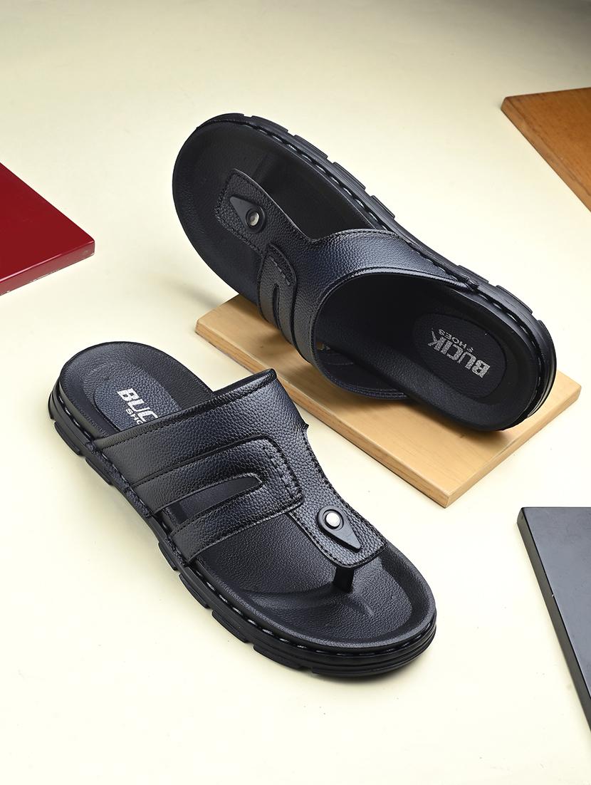 men blue slip on sandal