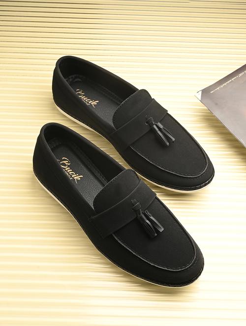 men black slip on tassel detailed loafer - 21500690 - Standard Image - 0