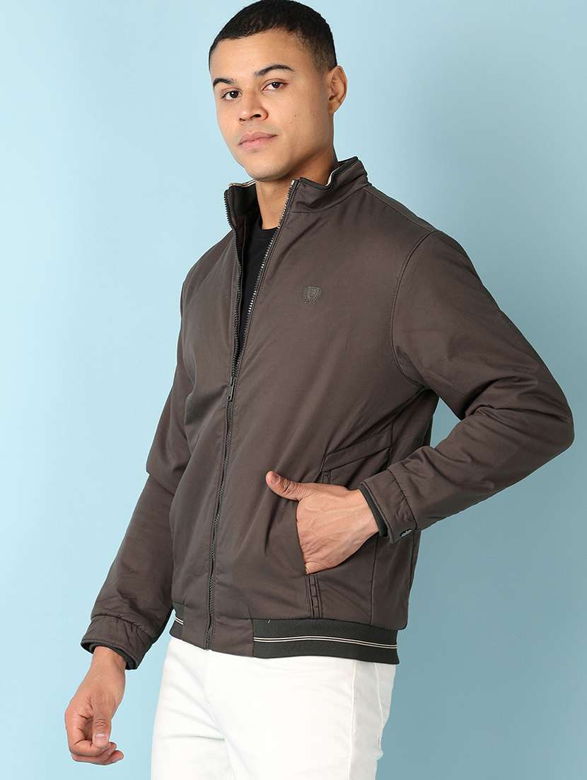 men olive solid bomber jacket - 21500875 -  Standard Image - 2