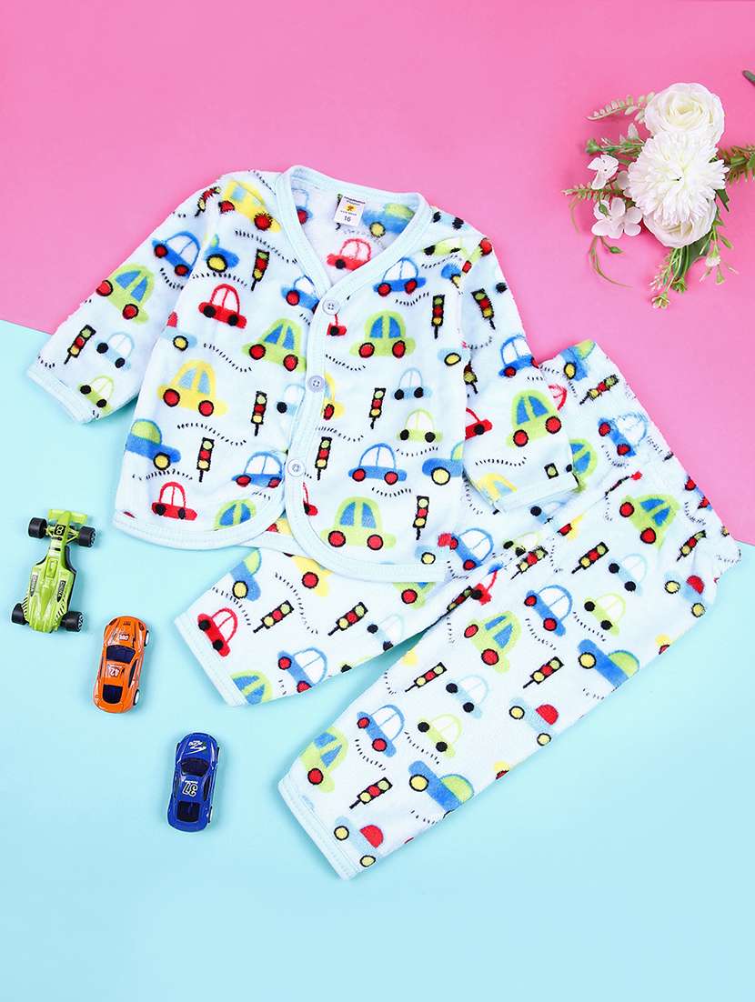 kids printed full length twin set