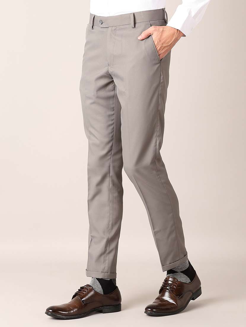 men solid flat front formal trouser - 21500965 -  Standard Image - 2