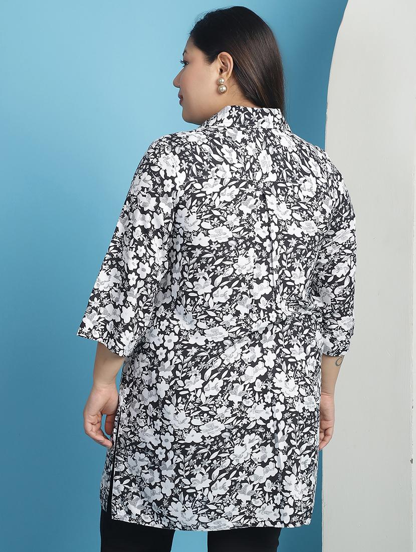 black floral printed regular top - 21501074 - Standard Image - 2