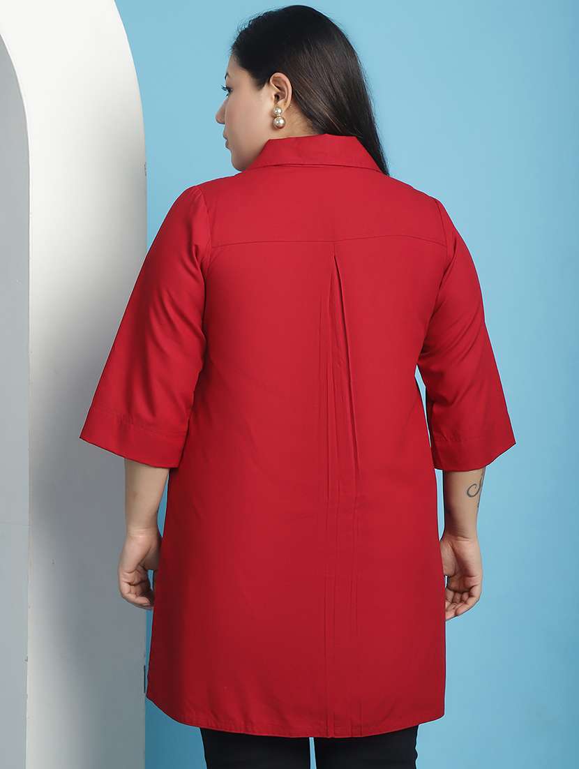 maroon solid regular top - 21501076 -  Standard Image - 2