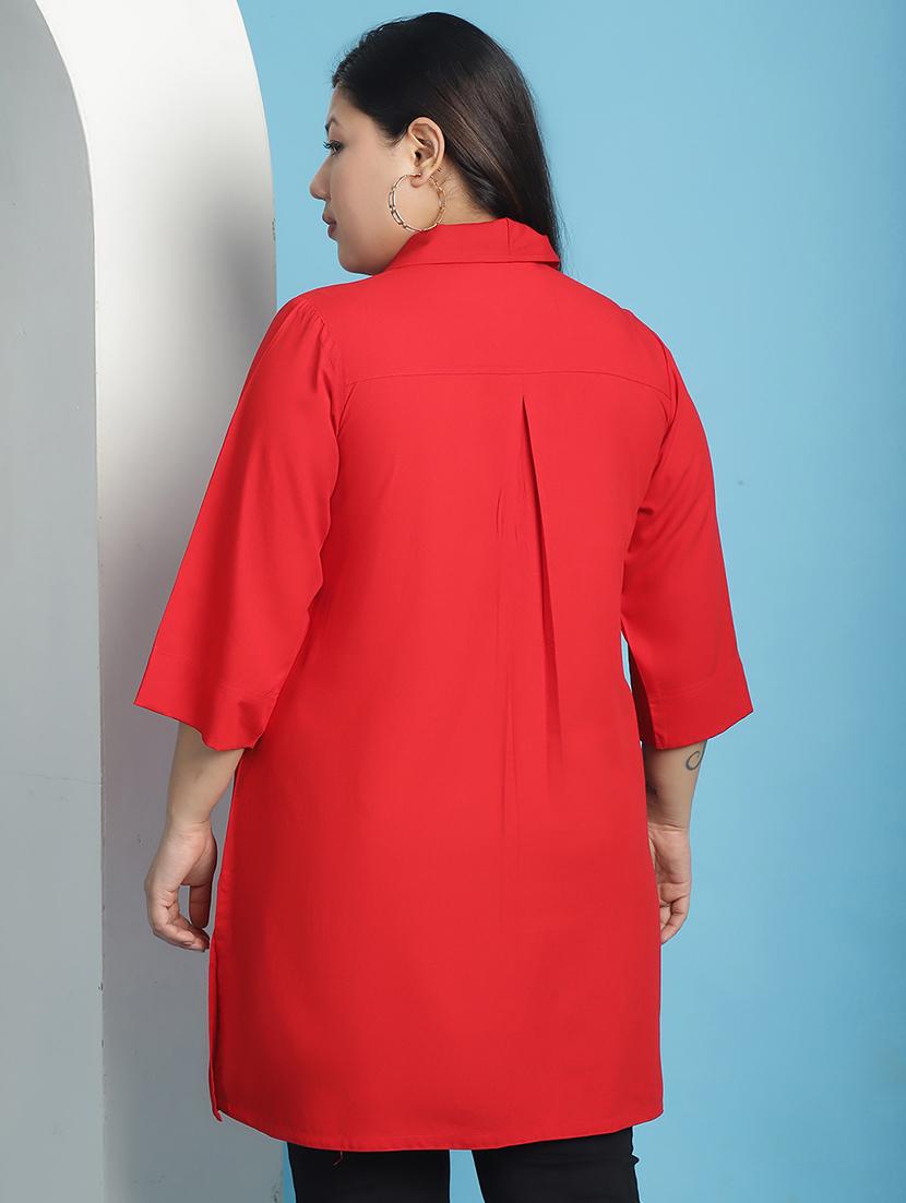 red solid regular top - 21501084 - Standard Image - 2