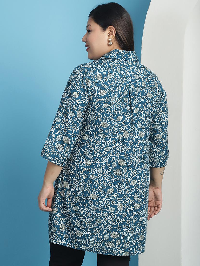 teal printed regular top - 21501086 - Standard Image - 2