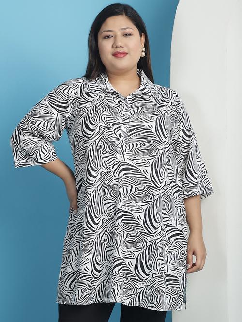 white animal printed regular top - 21501089 - Standard Image - 0