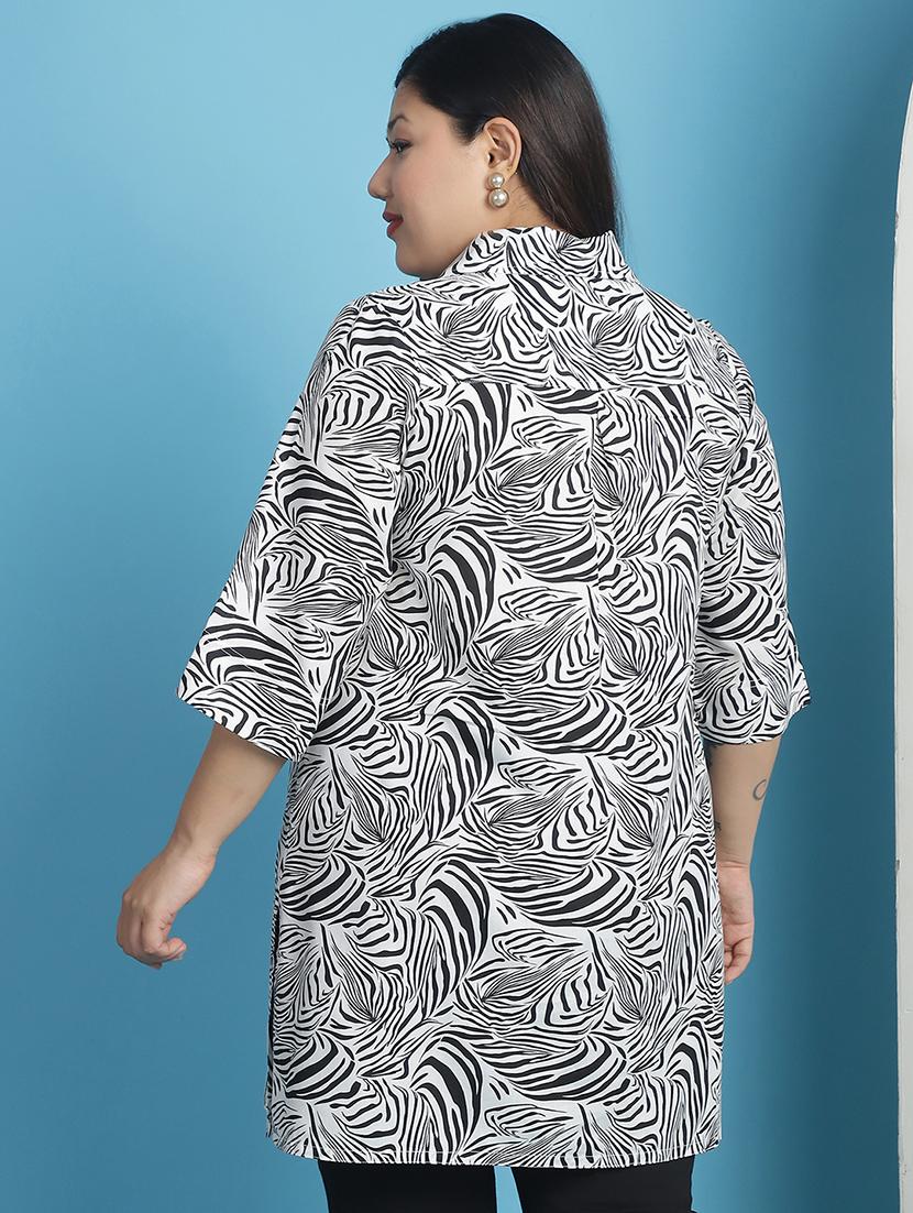 white animal printed regular top - 21501089 - Standard Image - 2
