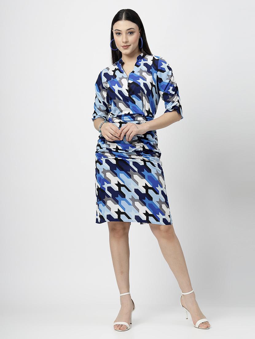 royal blue poly crepe bodycon dress - 21501111 - Zoom Image - 0