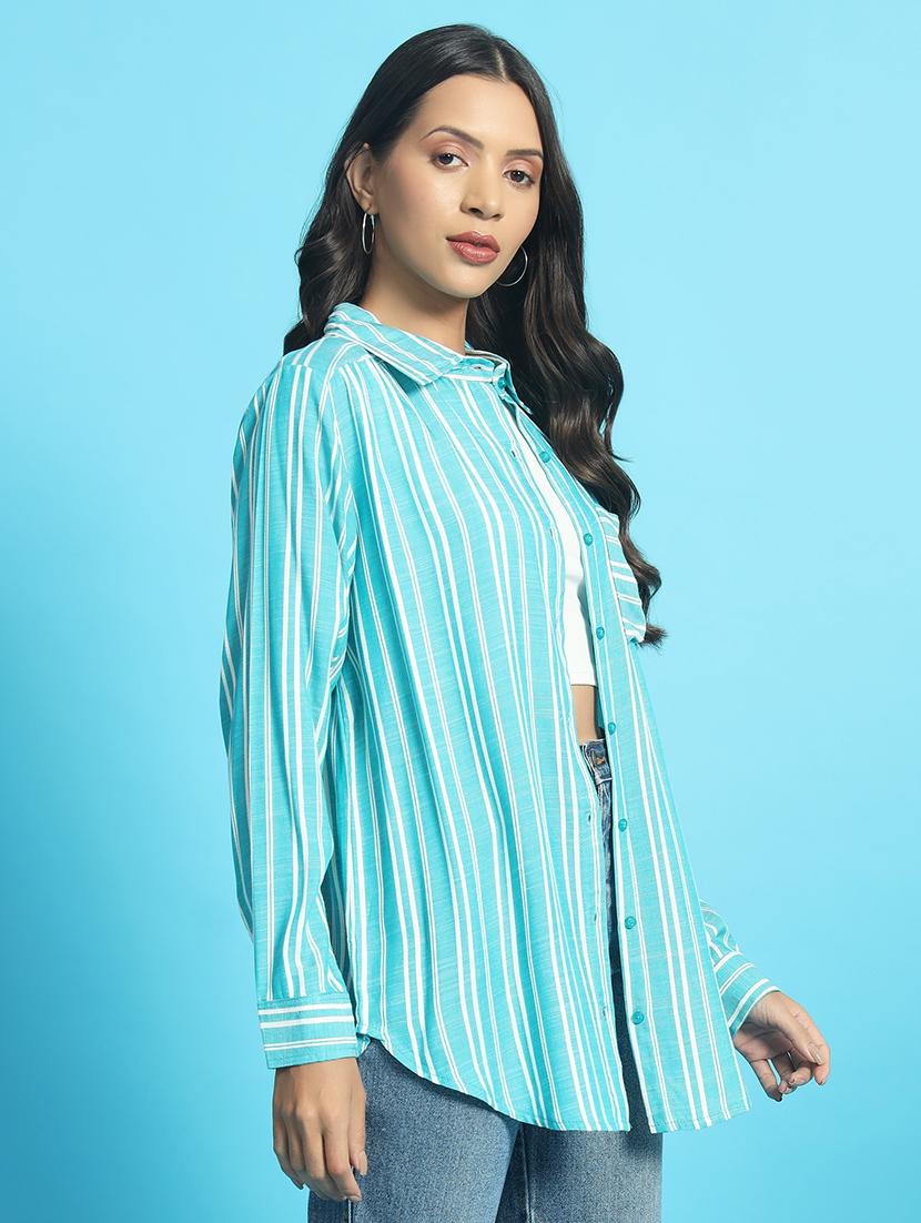 women long sleeved striped oversized shirt - 21501165 - Standard Image - 2