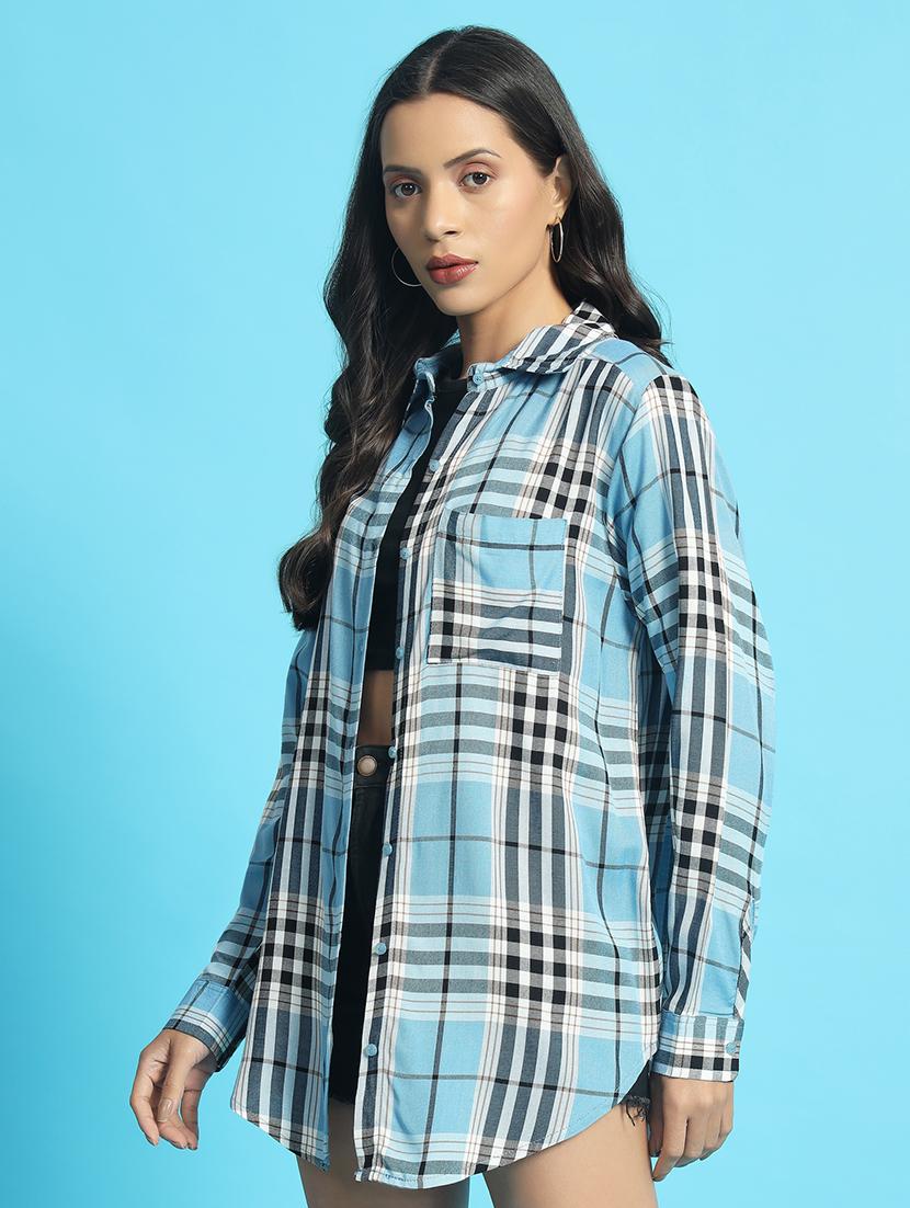 women long sleeved checkered oversized shirt - 21501170 - Standard Image - 2