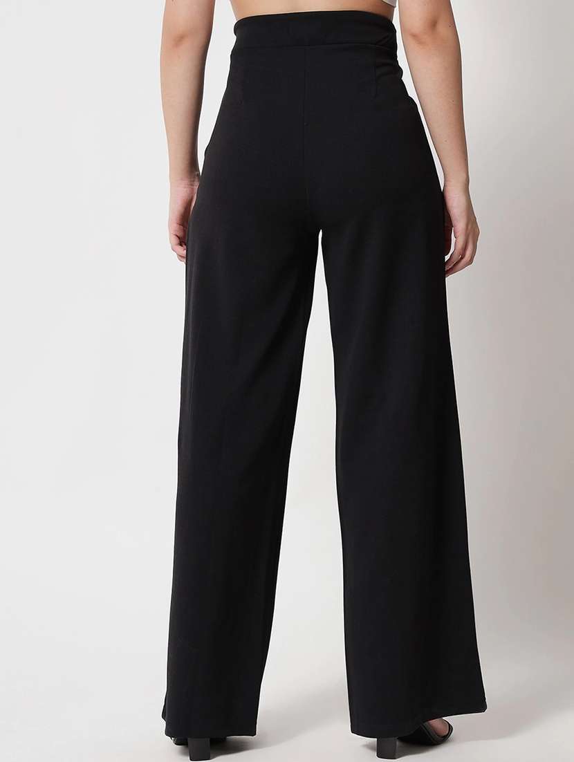 black solid wide leg trouser - 21501176 -  Standard Image - 2