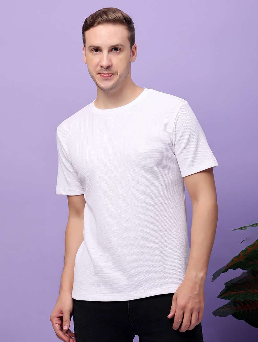 men solid round neck t-shirt