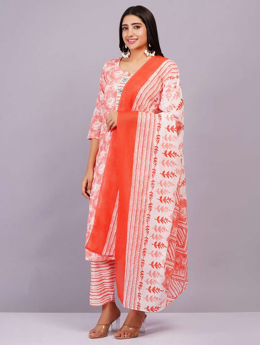 women orange printed suit set - 21501650 -  Standard Image - 2