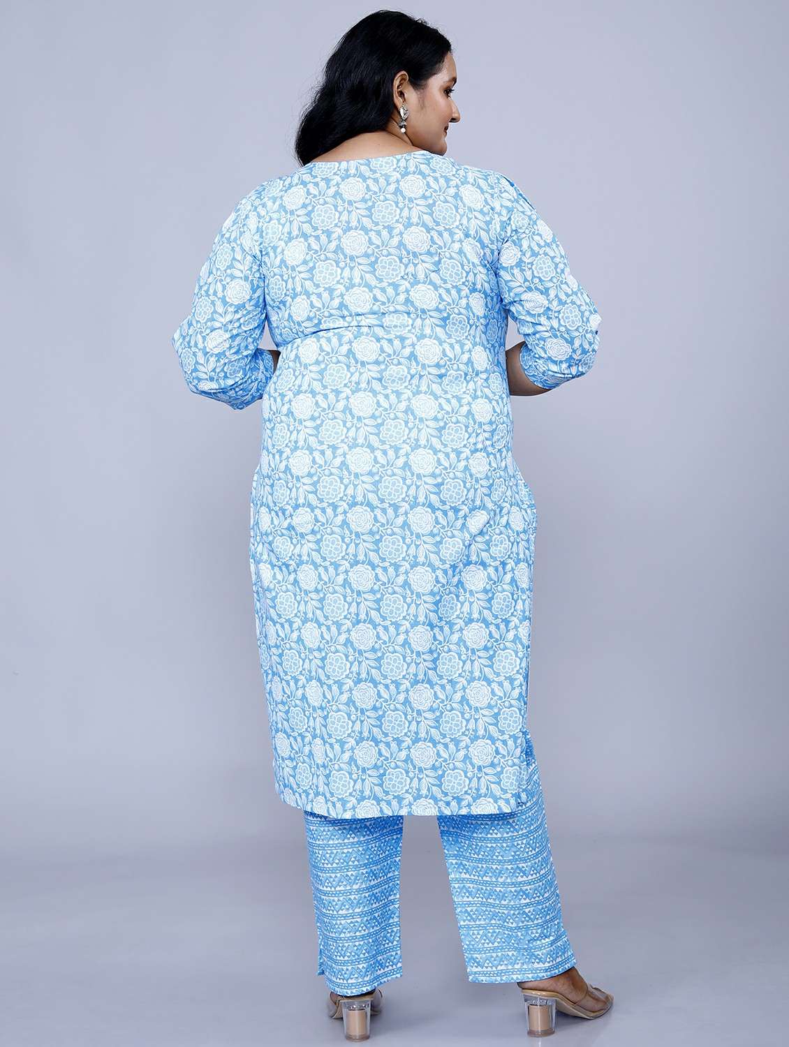 women light blue floral printed suit set - 21501665 -  Standard Image - 2