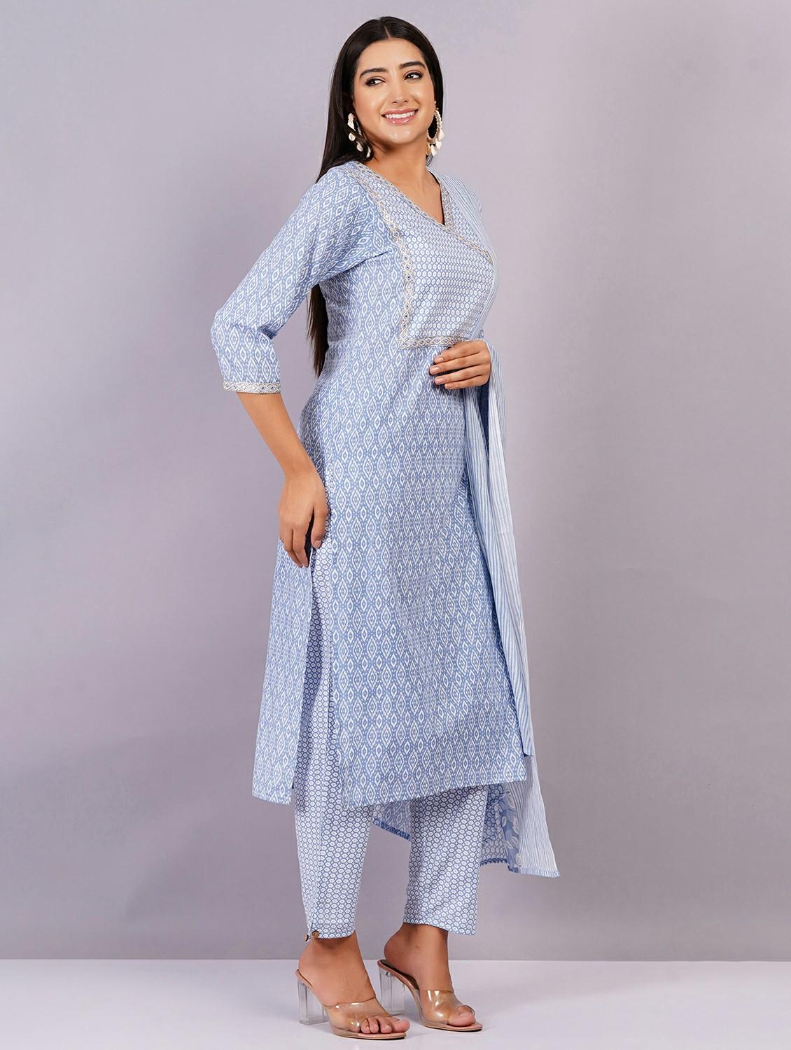 women three quarter sleeve kurta pant with dupatta set - 21501669 - Standard Image - 2