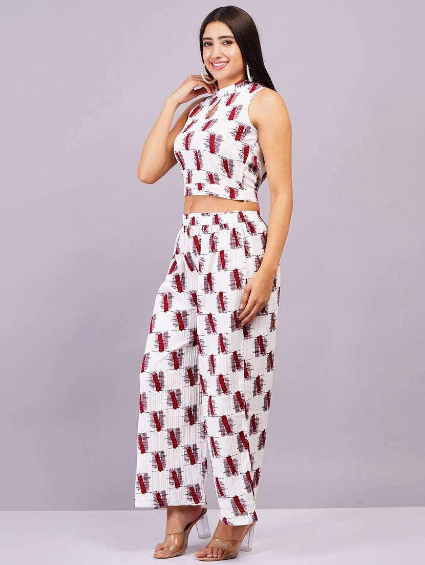 women white top & palazzo co-ord set - 21501691 - Standard Image - 2