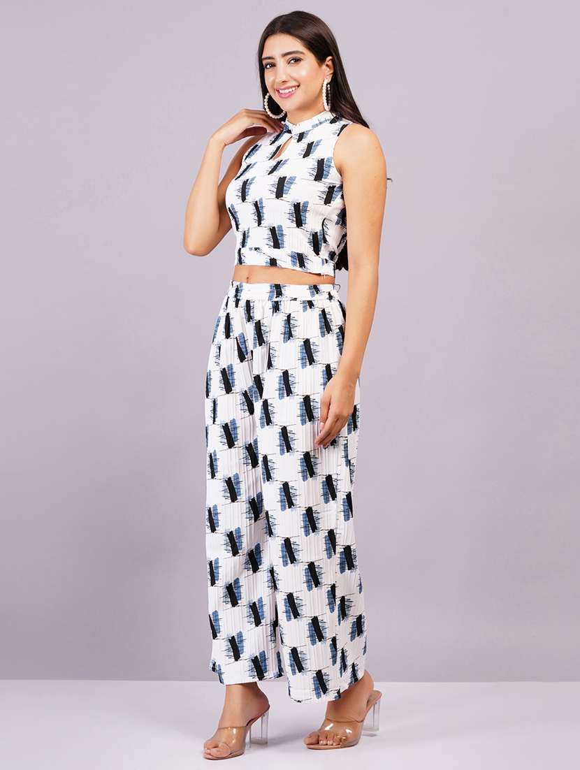 women white printed top & palazzo co-ord set - 21501693 - Standard Image - 2