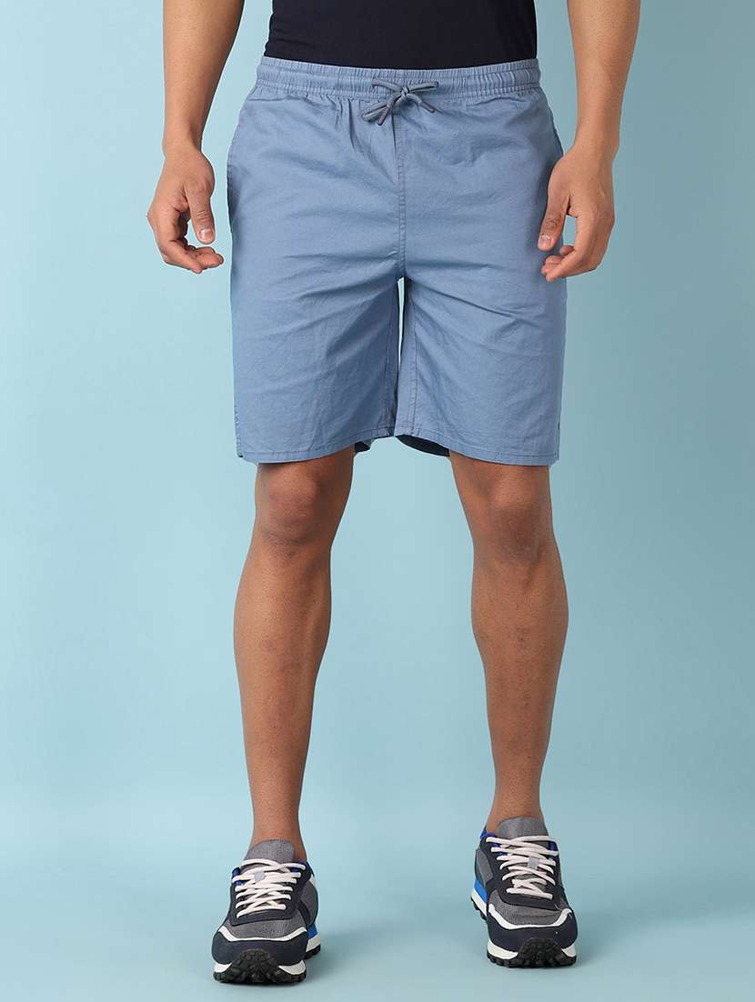 men light blue solid short