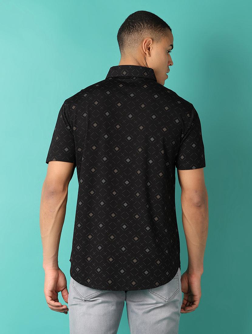 men polo neck geometric short sleeve t-shirt - 21501867 - Standard Image - 2