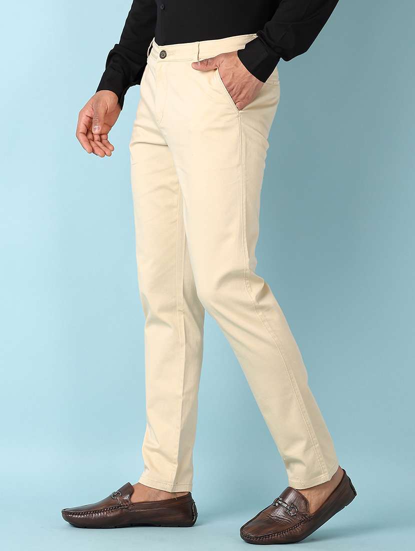 men solid mid rise flat front chinos  - 21501889 -  Standard Image - 2