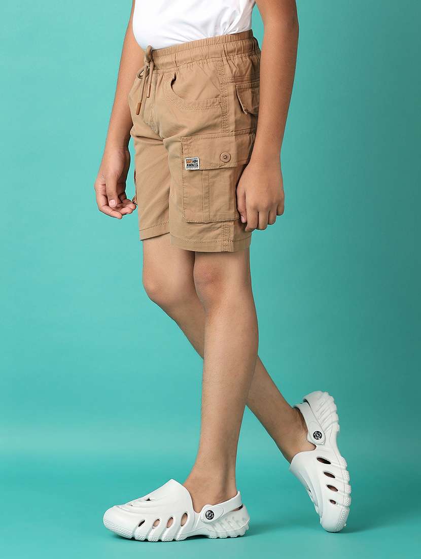 boys solid mid rise shorts with drawstring - 21501898 -  Standard Image - 2