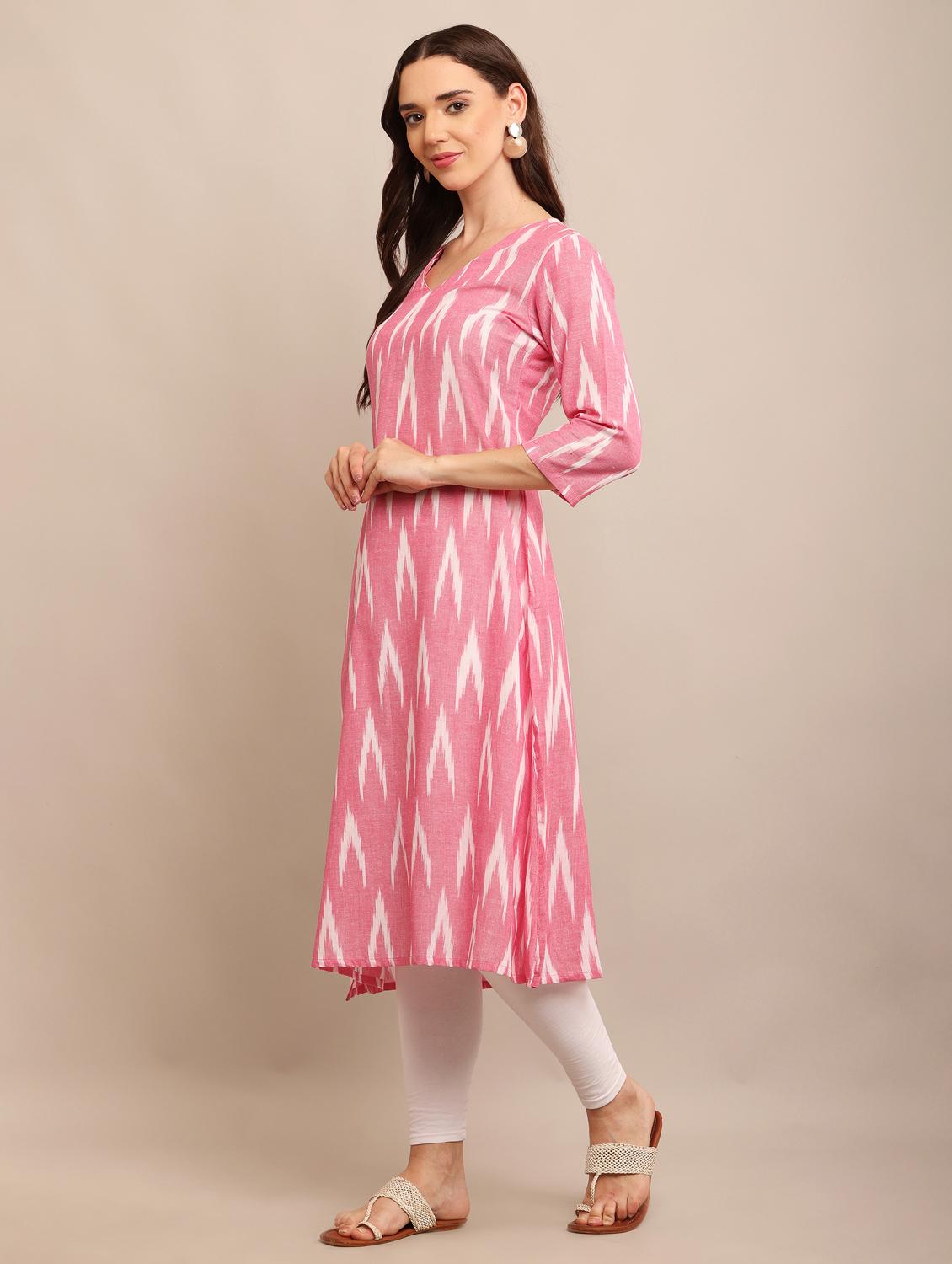 women pink printed a-line kurta - 21502073 - Standard Image - 2