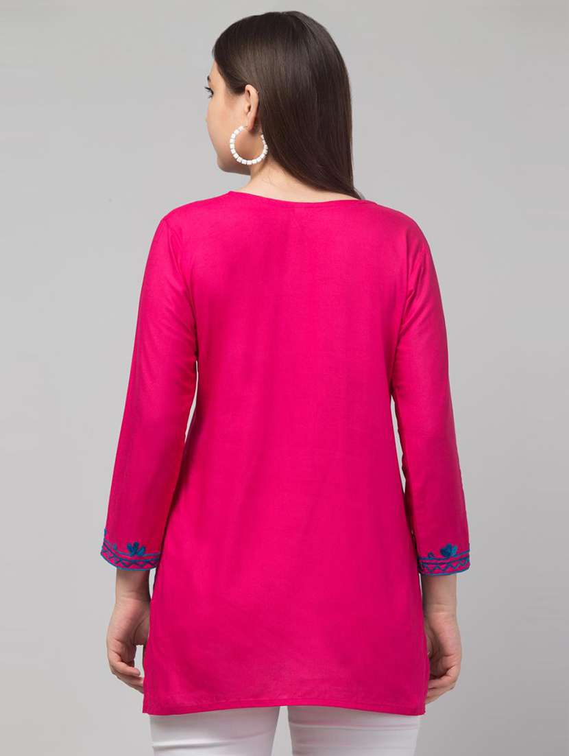 women round neck embroidered short kurta - 21502083 -  Standard Image - 2