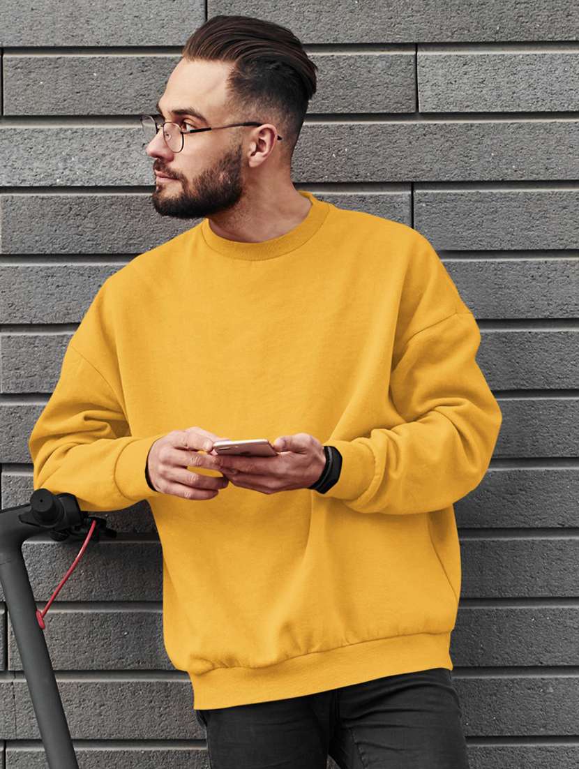 men solid mustard long sleeve sweatshirt - 21502177 -  Zoom Image - 0