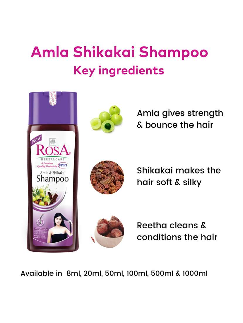 rosa amla & shikakai shampoo with reetha i herbal ingredients i long & strong hair -unisex (200ml) - 21502343 -  Standard Image - 2