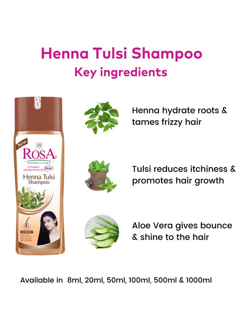 rosa henna tulsi shampoo with alovera for dry hair| scalp health dandruff control i unisex - 500ml - 21502350 -  Standard Image - 2