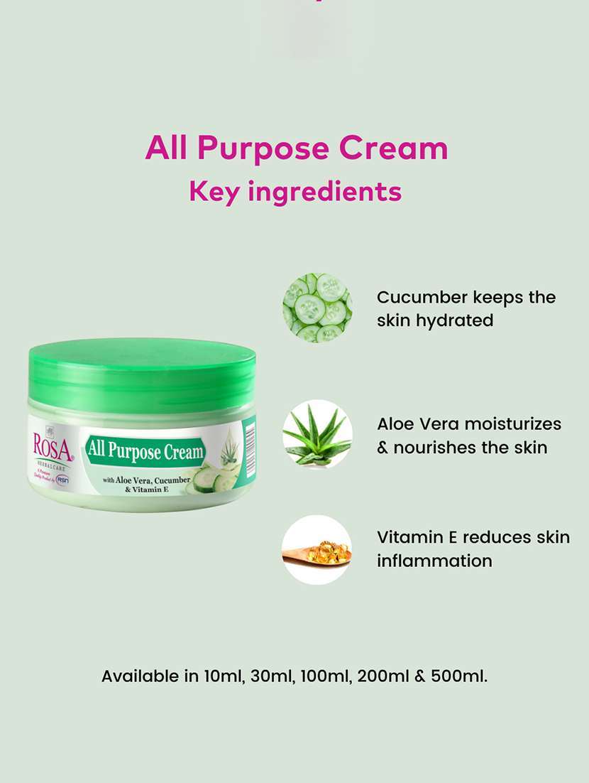 rosa all purpose cream with aloe vera, cucumber & vitamin e i moisturizing and soothing , - 21502361 -  Standard Image - 2