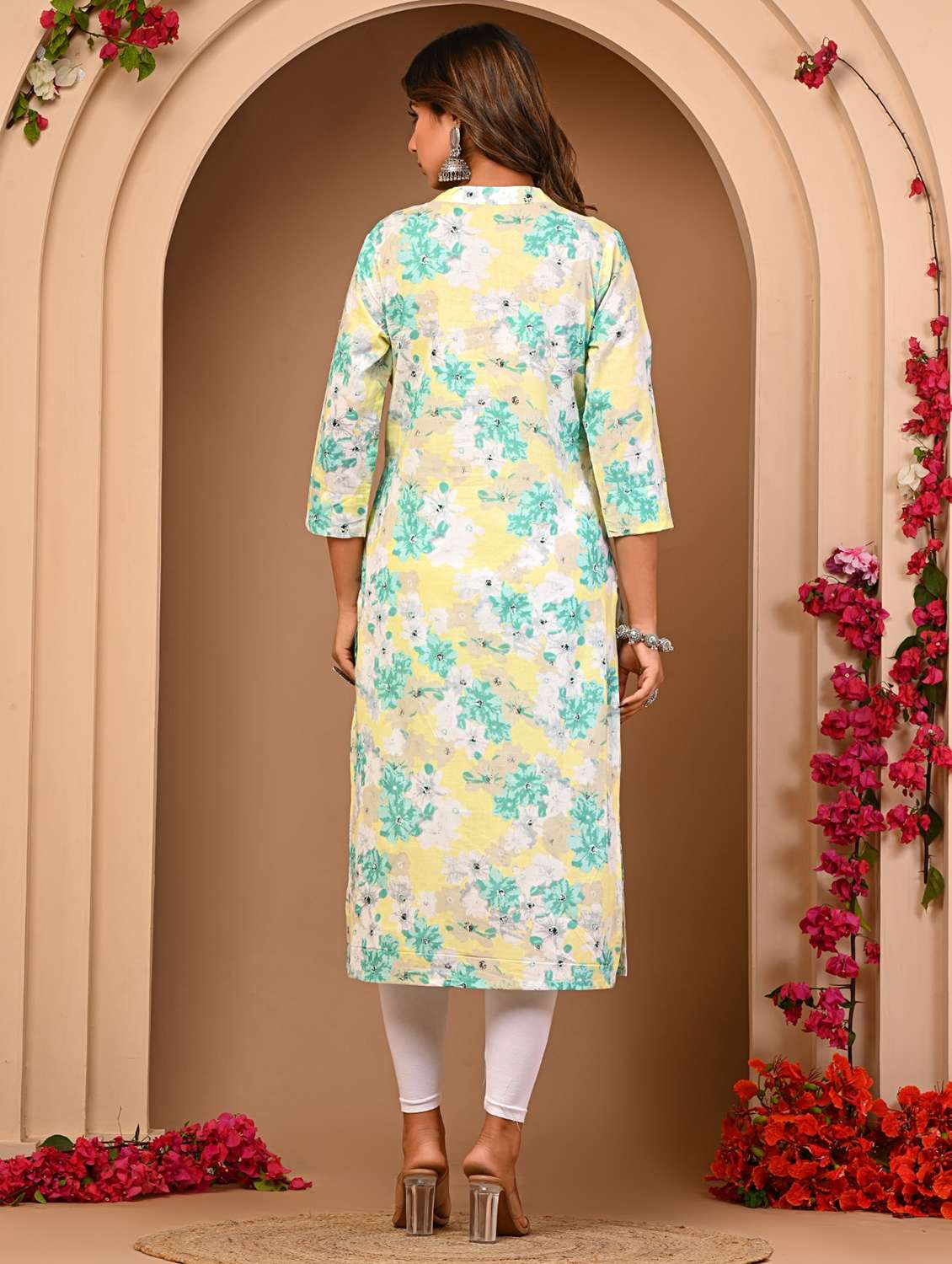 women three quarter sleeve printed a-line kurta - 21502458 - Standard Image - 2
