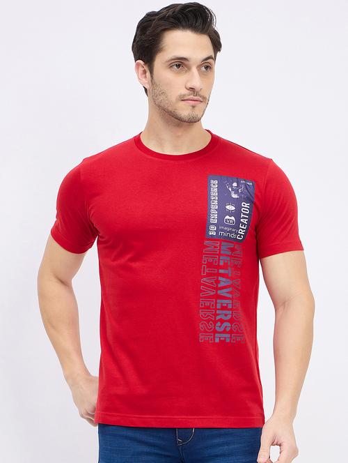 men round neck placement print t-shirt - 21502494 - Standard Image - 0