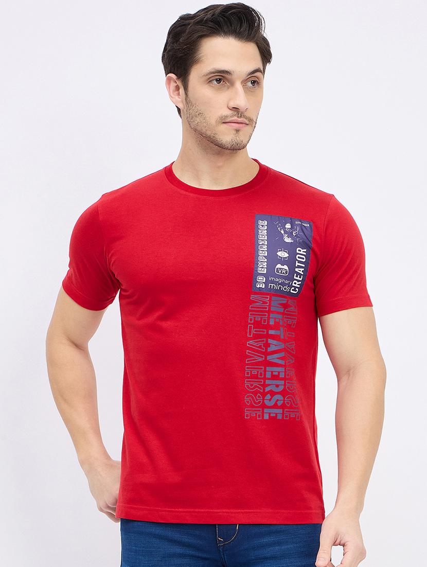 men round neck placement print t-shirt - 21502494 - Zoom Image - 0