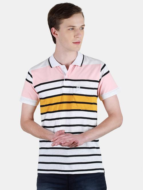men polo neck striped t-shirt - 21502495 - Standard Image - 0