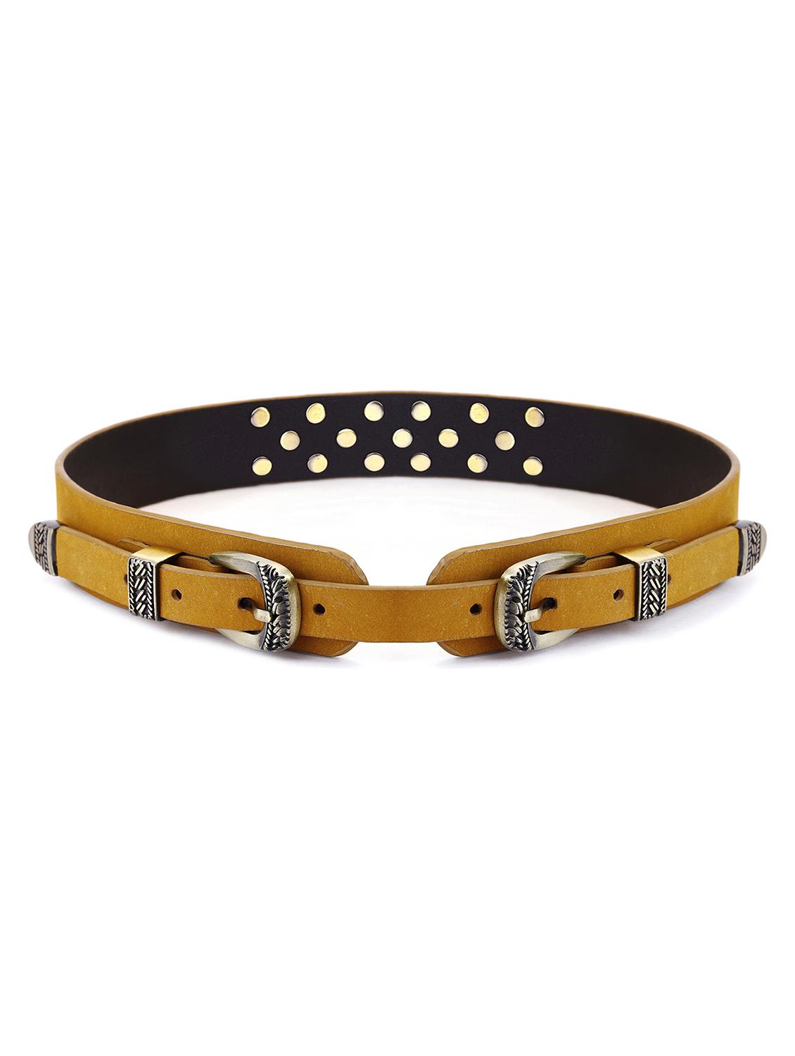 aditi wasan genuine leather tan studded western dress belt - 21502675 - Standard Image - 2