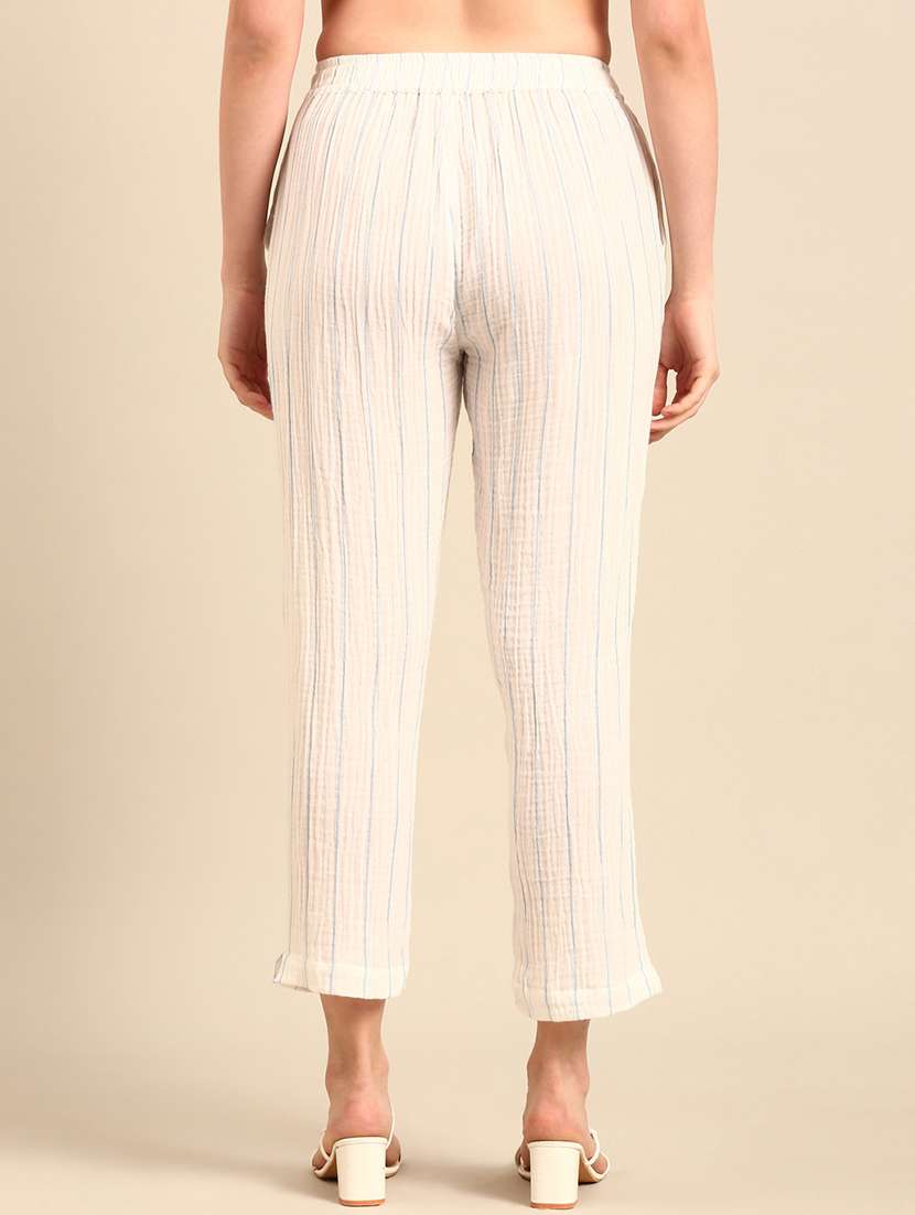 women white striped chinos trouser - 21502686 -  Standard Image - 2