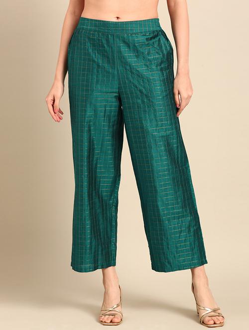 women checkered mid rise straight palazzo - 21502694 - Standard Image - 0