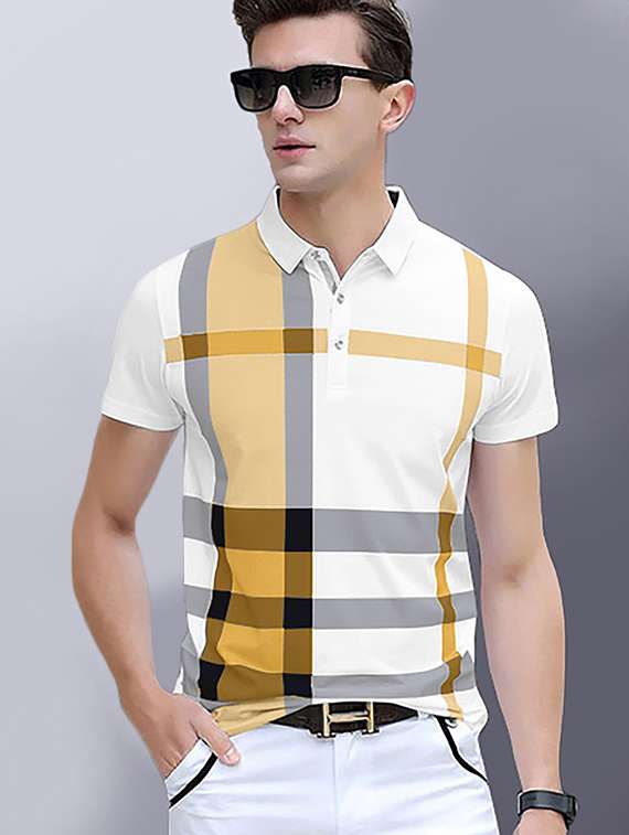 men checks short sleeve polo t-shirt combo - 21502732 -  Standard Image - 2
