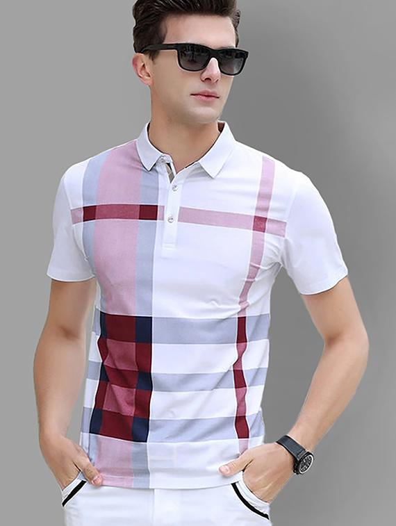 men checks short sleeve polo t-shirt combo - 21502737 - Standard Image - 2