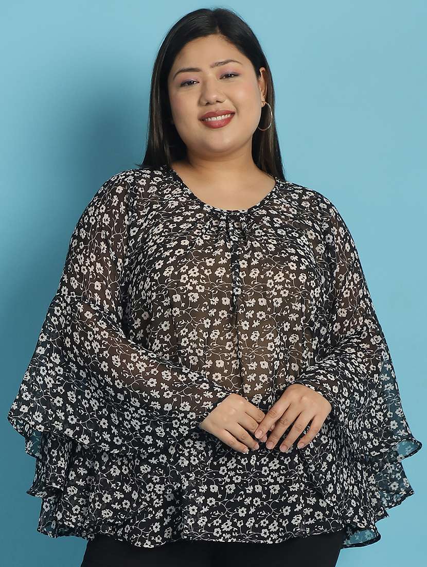black floral printed regular top - 21502775 - Zoom Image - 0