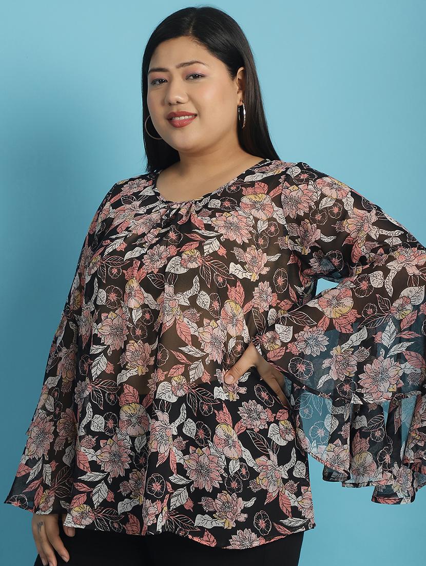black printed regular top - 21502776 - Standard Image - 2