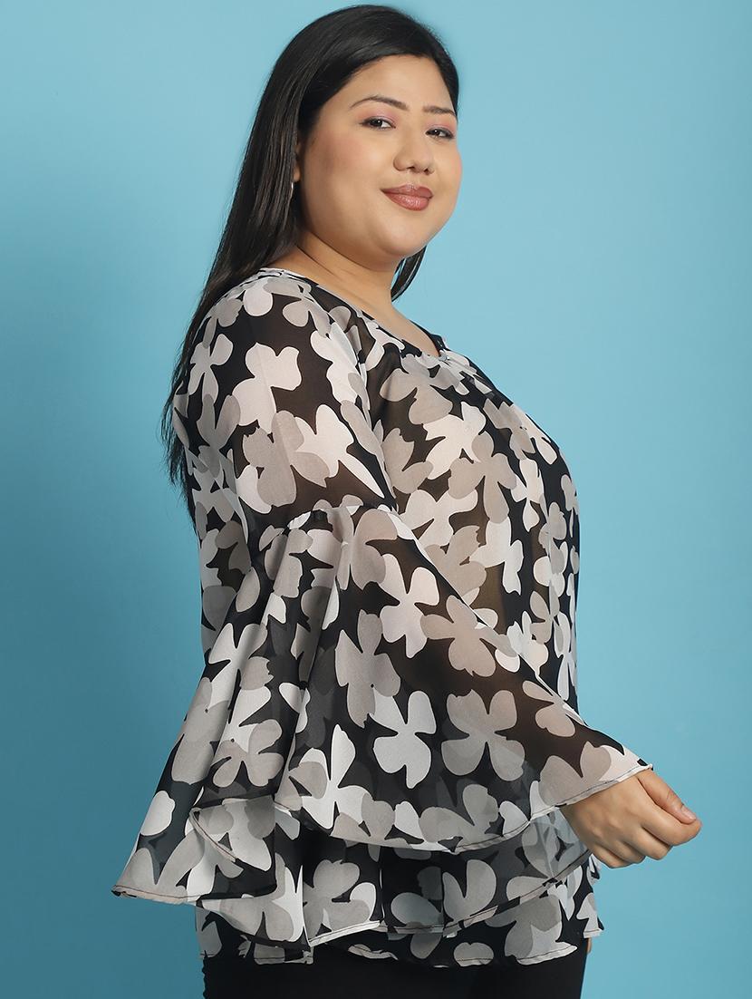 black floral printed regular top - 21502777 - Standard Image - 2