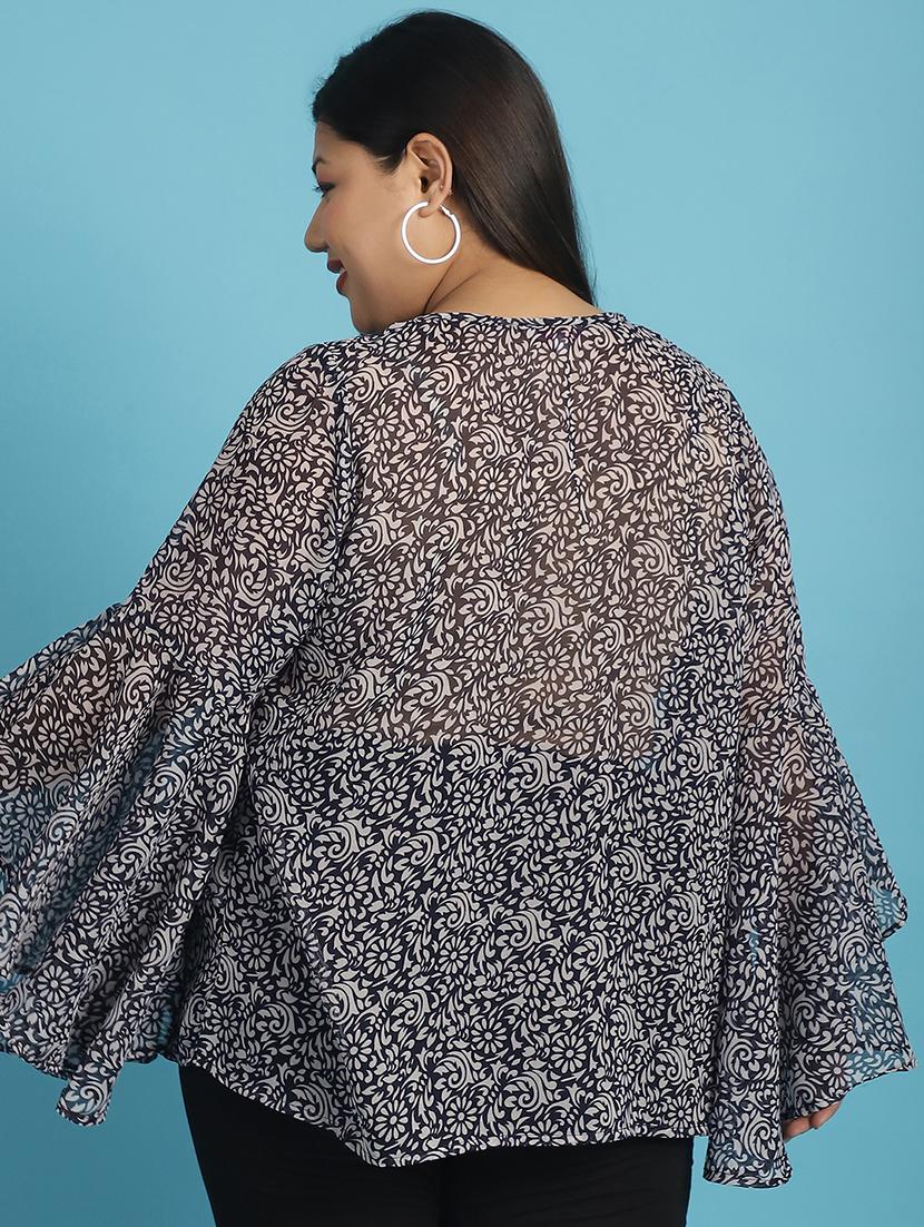 navy blue printed regular top - 21502779 - Standard Image - 2