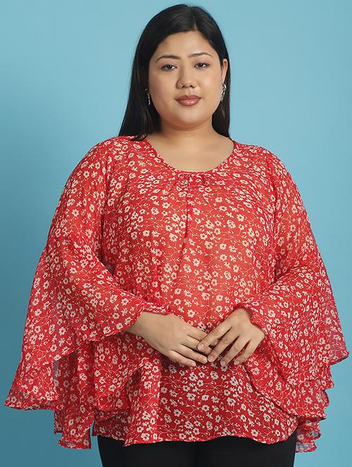 red printed regular top - 21502782 - Standard Image - 0