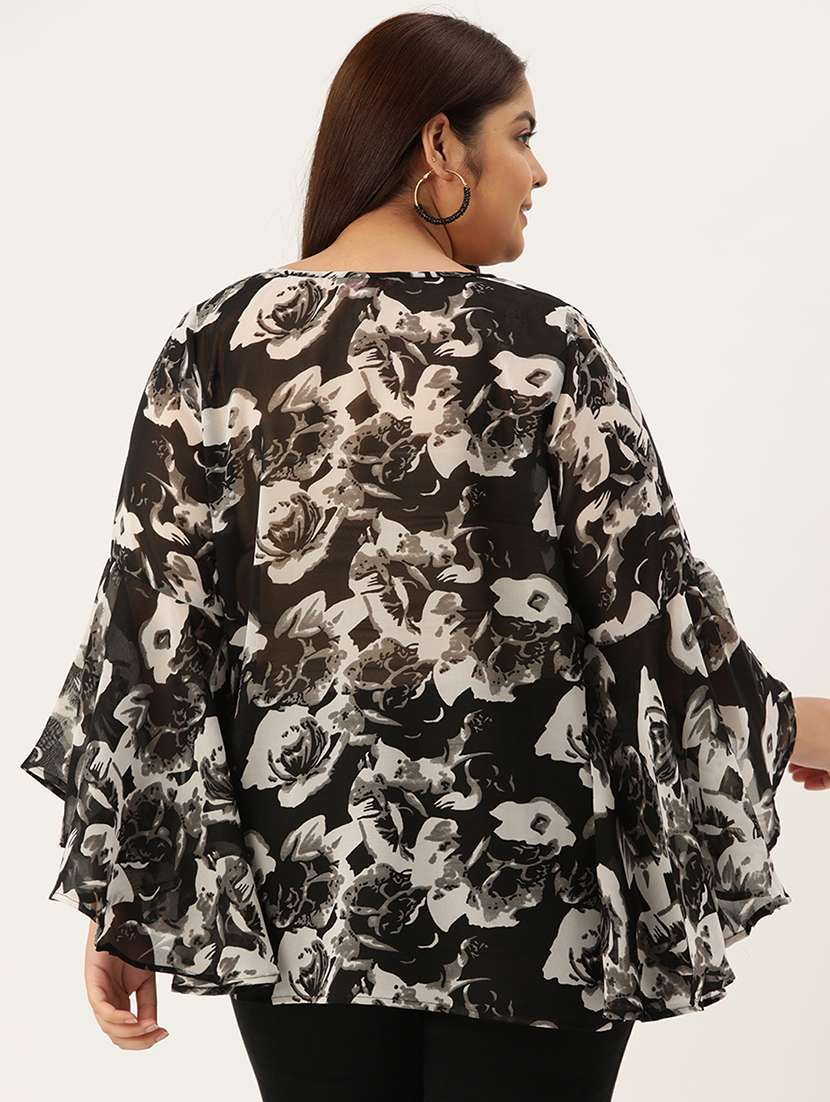 black floral printed regular top - 21502784 -  Standard Image - 2